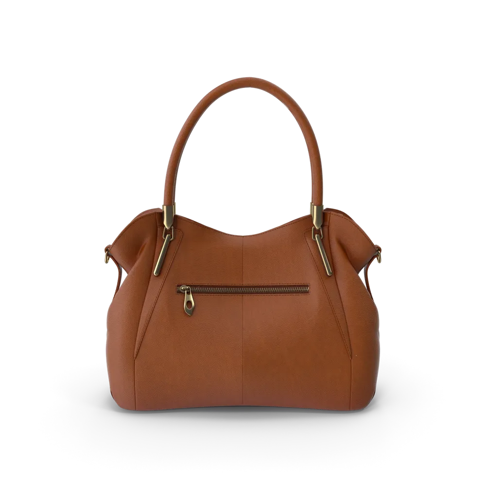 Brown leather handbag